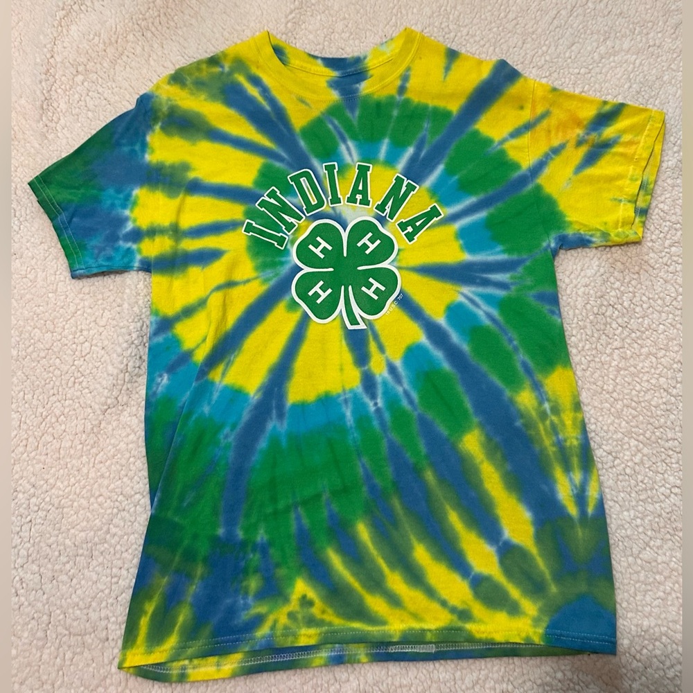 Indiana 4-H clover tie dye t shirt men’s M multiple colors